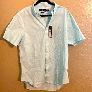 Men’s NWT Ralph Lauren Slim Fit Large Seer Sucker button down shirt.